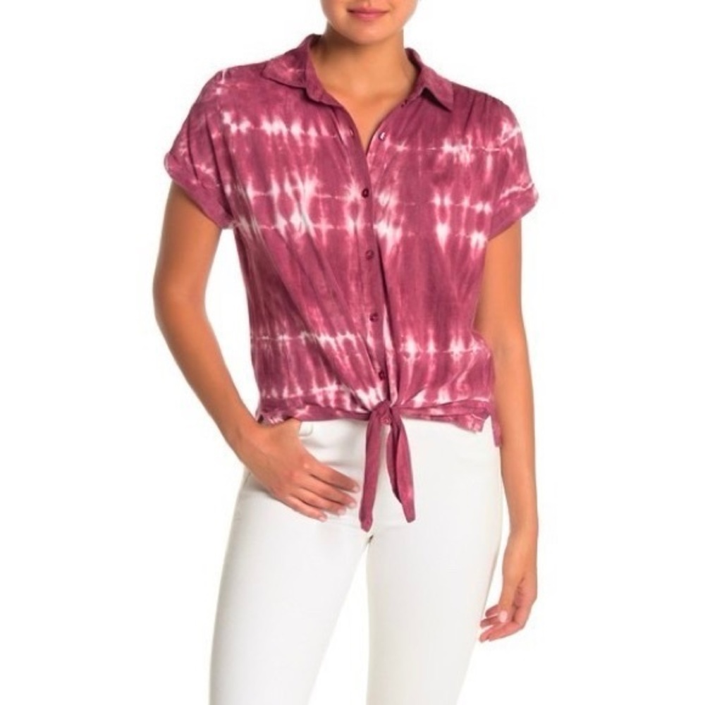 Short sleeve button up tie dye tshirt with ties worn once!